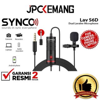 JPC KEMANG SYNCO Lav S6D Dual Lavalier Microphone for Camera HP Laptop