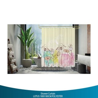 19. Tidy 18036 Curtain Motif Lotus, Desain Apik untuk Mempercantik Kamar Mandi