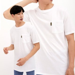 Plain Pocket WhiteT-Shirt - Guteninc