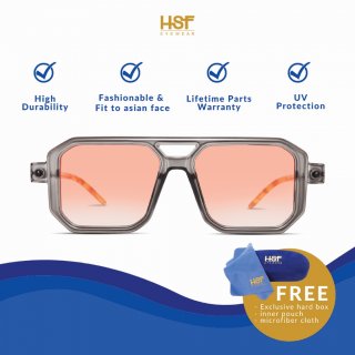 18. Kacamata Hitam Sunglasses HSF Eyewear Elroy Grey Pink Lens