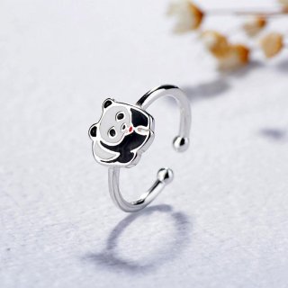 1. Trendy Panda Silver Plated Ring Fashion Women Lovely D2E7