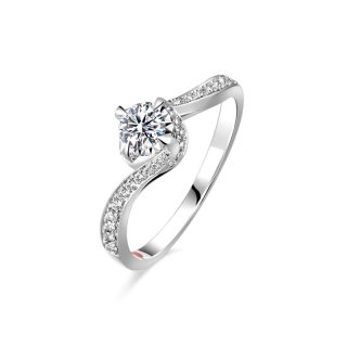 Adelle Jewellery GLR084CI Rose D'Amour Solitaire Britanica Ring - White Gold