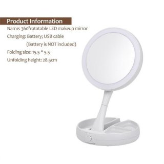 12. MTE Makeup Lampu Cermin Pembesar Rias Dua sisi Kosmetik Mirror LED Lipat, Multifungsi dan Unik