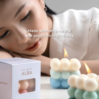 Bubble Scented Candle Aesthetic Korea| Lilin Aromaterapi Estetik Dekor - Green Ombre