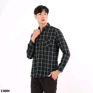 kimshop87 E-8004 Kemeja Flanel Squared Black White