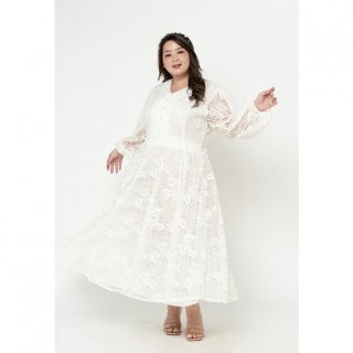 3. Xtramiles Plus Size Long Party Dress Hye Ji Broken White
