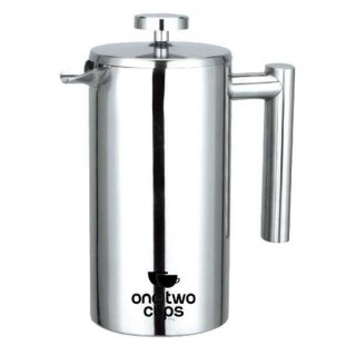 6. One Two Cups French Press Coffee Maker Pot Stainless Steel