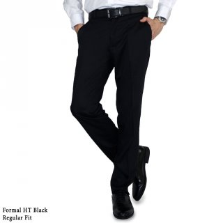 4. BOSS Celana Panjang Formal Regular Fit HT Hitam, Keren untuk Acara Formal