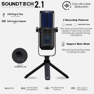 SOUNDTECH 2.1 USB Condenser Microphone Cardioid and Omnidirect for PC