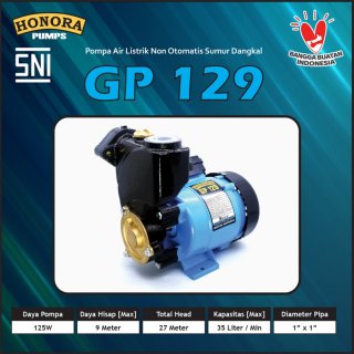 9. Pompa Air Listrik Sumur Dangkal GP-129 merek HONORA, Tahan Terhadap Kebocoran