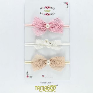 4. Paket Bandana Headband Lace Tamagoo Anak bayi 3pcs, Pilihan untuk Tampil Cantik