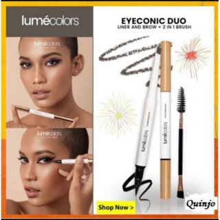 Lumecolors Eyeliner Eyebrow EYECONIC DUO LINER and BROW 2 in 1 With brush Eye Liner Pensil Alis Lume