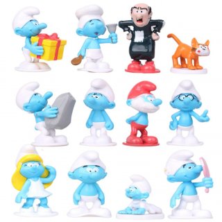 30. 12pcs Smurf Mini Cartoon Character Figure, Karakter Mungil yang Multifungsi