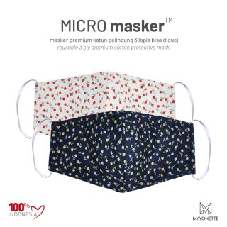 21. MAYONETTE Micro Masker Floral Duckbill Kain Katun Premium 3 Ply