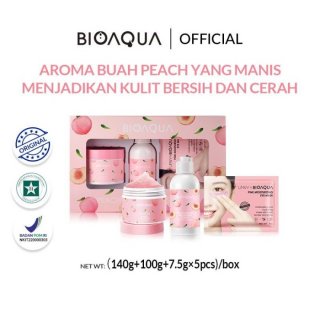 BIOAQUA Peach Body Care Series Set With Body Scrub/Body Lotion/Eye