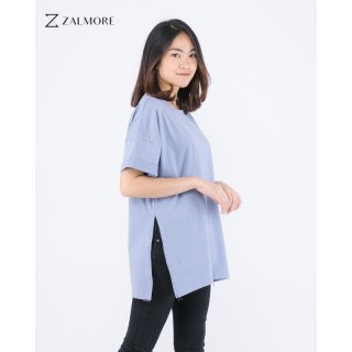8. Zalmore Oversize T-shirt Slit Premium Cotton, Membuat Penampilan Sederhana Lebih Trendy