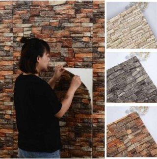 Wallpaper Dinding Foam Motif Batu Alam 3D