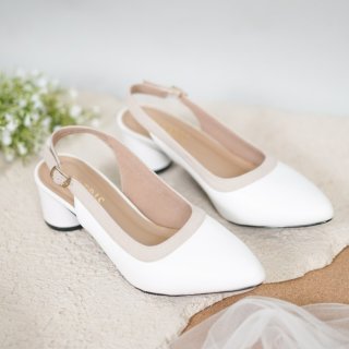 Sepatu Mules Wanita Heels Patris Arsyana Hak 5 cm - White