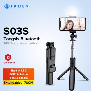 13. INBEX LED Flash Tongsis Bluetooth 4-in-1 S03s Buat Selfie Jadi Mudah Bergaya 