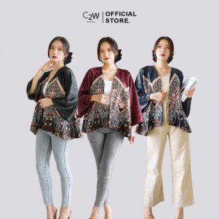 C2W Clothtowear Blazer Batik Wanita All Size Satin Women's Clothes Fashion 925-TBP