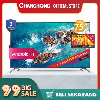 18. Changhong 75 Inch 4K UHD Newest Android 11 Frameless Smart LED TV