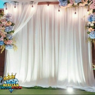 Kain Dekorasi Backrop Lamaran Wedding Sudah dijahit P 2,4m x T 3m - Putih