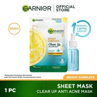 8. Garnier Bright Complete Clear Up Serum Mask, Wajah Tampak Cerah dan Bercahaya