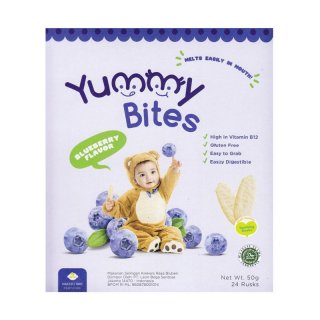Yummy Bites Rice Cracker Snack Bayi 50 gr - Blueberry