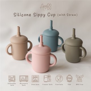 Aegibou Silicone Baby Sippy Cup with Straw