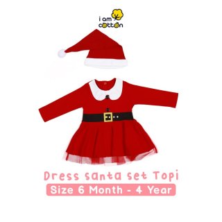 I Am Cotton Dress Santa Set Topi 
