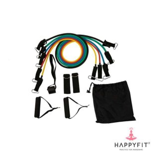 HAPPYFIT RESISTANCE LATEX TONING TUBE SET (5IN1) + POUCH
