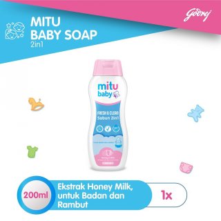 14. Mitu Baby Liquid Soap 2in1, Sabun Anak dengan Ekstra Honey Milk