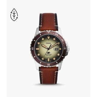 Fossil FB Green Dial Brown Eco Leather Strap Jam Pria - FS5961