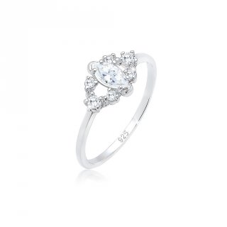 Elli Jewelry Perhiasan Wanita Perak Asli - Silver Cincin Classic Zirconia Gemstone
