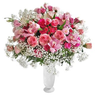 7. Buket Bunga - Pink Penelope in Vase, Cantik dan Istimewa