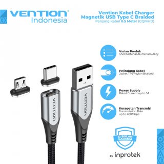 6. Vention Kabel Data Magnet Micro USB Type C for Charger Magnetic Phone