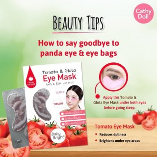 24. Cathy Doll Tomato and Gluta Eye mask 1 Pair Baby Bright Eye Mask, Mencerahkan dengan Cepat
