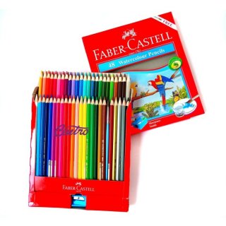 11. Faber-Castell 48 Watercolour Pencil Parrot, Bisa Mewarnai dengan Air & Tanpa Air