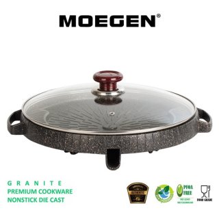 MOEGEN Bulgogi Pan 32cm Grill BBQ Panggangan + Tutup Kaca Anti Lengket