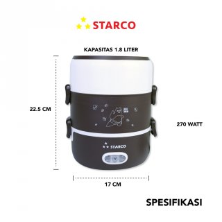 15. Starco Electric Lunchbox Mini Rice Cooker 2 Tingkat SRC-202, Bekal tetap Hangat