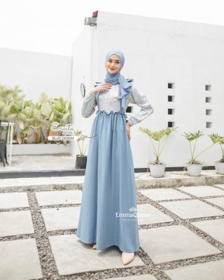 EmmaQueen Gamis Muslim Dress Motif silk - Dress Ervita