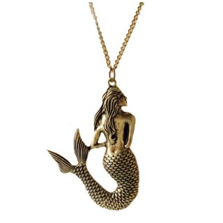 27. Vintage Bronze Fashion Jewelry Necklace Mermaid Pendant, Menarik dan Mengesankan