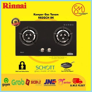 RINNAI Kompor Tanam 2 Tungku 2GHC Schott Tempered Glass RB-2GH-C (BK)