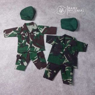 Kostum TNI Newborn Baju Tentara Properti Foto Bayi Baru Lahir