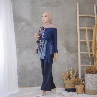 Revany ID - Blouse Shabrina Batik Kombinasi Katun Tile Mutiara