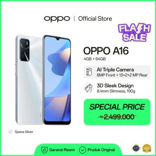 OPPO A16 Smartphone 4GB/64GB (Garansi Resmi