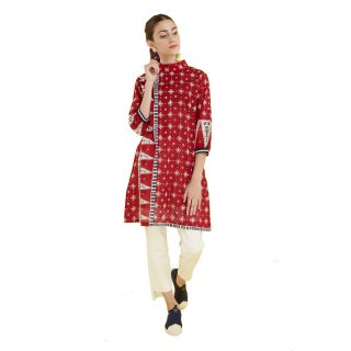 DAYS by Danar Hadi - Dress Motif Bingkai Rintik Bunga Red