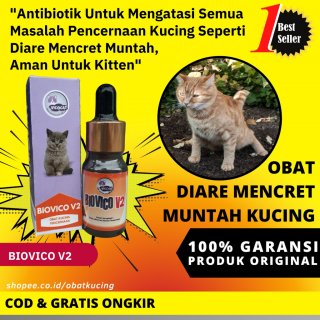Obat Diare Mencret Kucing Muntah BIOVICO V2 Antibiotik