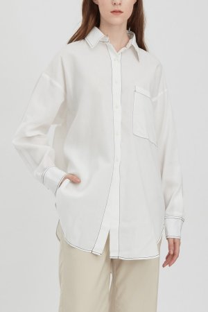 Shopatvelvet - Stitched Shirt White 