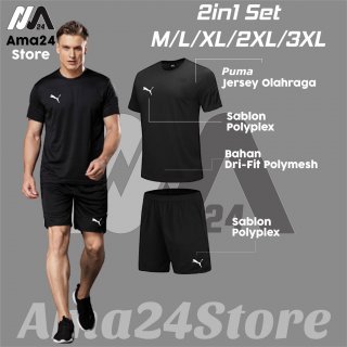 Setelan Jersey Baju Polos dan Celana Running Olahraga Futsal Size M/L/XL/XXL/XXXL Jumbo